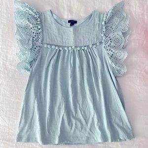 J. Crew Eyelet Flutter Sleeve Top NWT Size Small